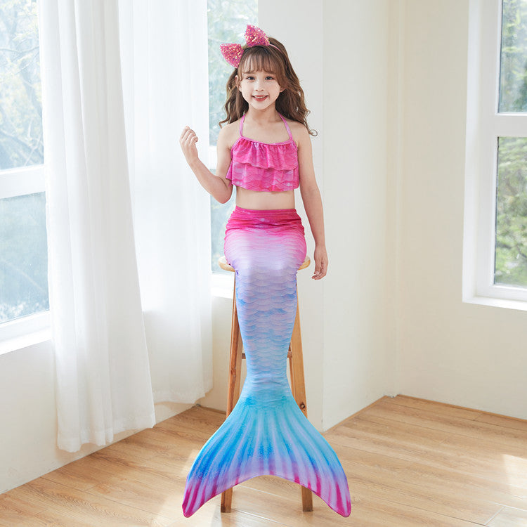 Wholesale Mermaid Kids Polyester Swimwear Three-Piece Set